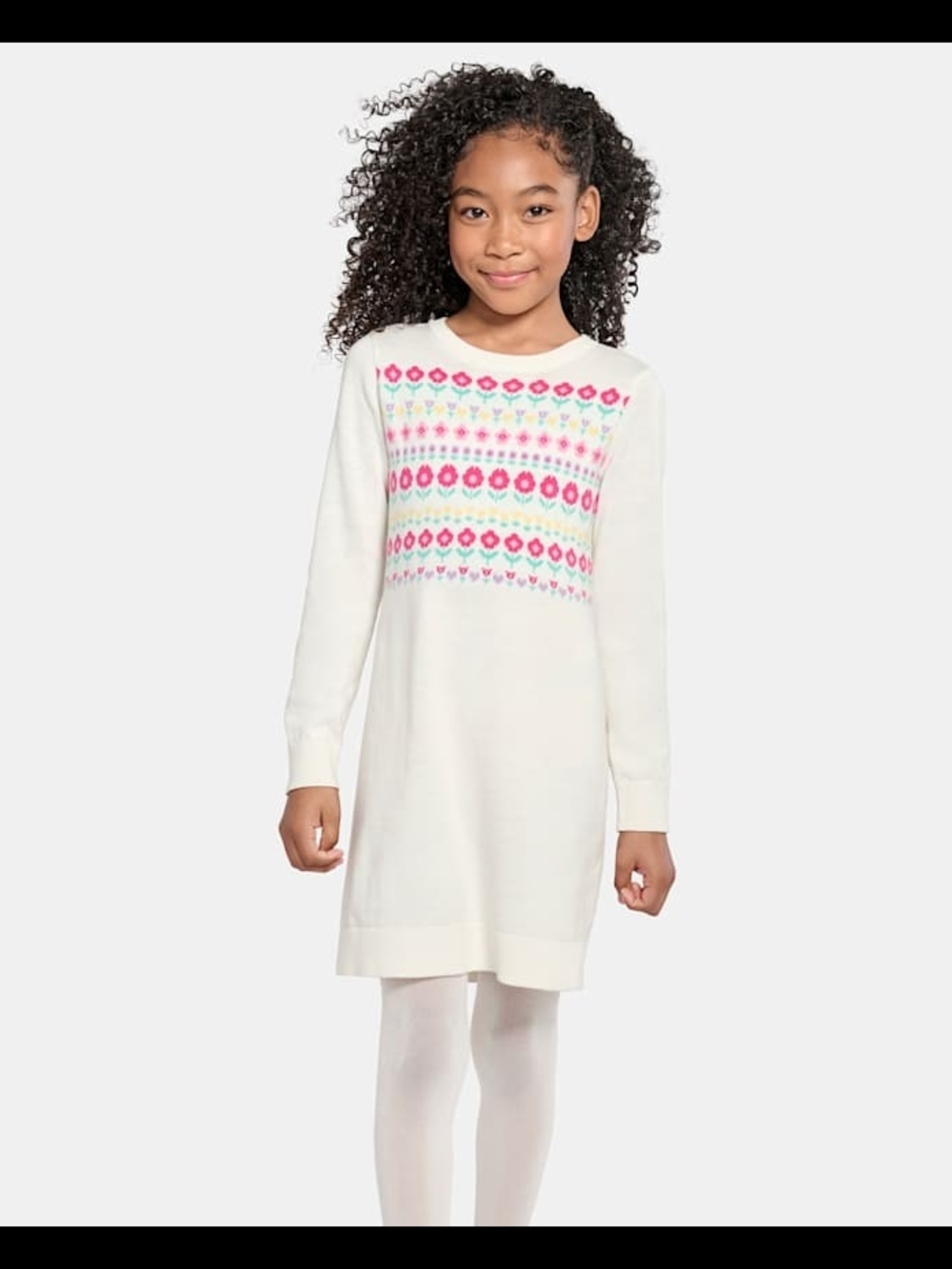 The Children's Place Cream Sweater Dress with Pink & Light Blue Fair Isle